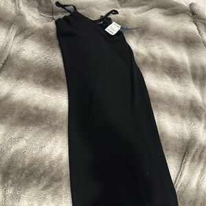 Long black knit tank top maxi dress